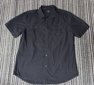 Mens Apt 9 XL Utility Button Up Short Sleeve Shirt Black